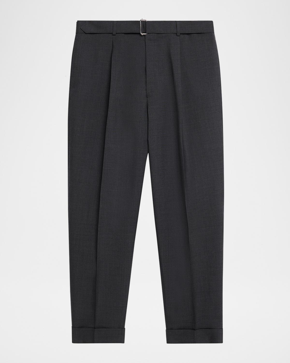 Officine Générale Men's Hugo Wool Self-Belt Pleated Pants