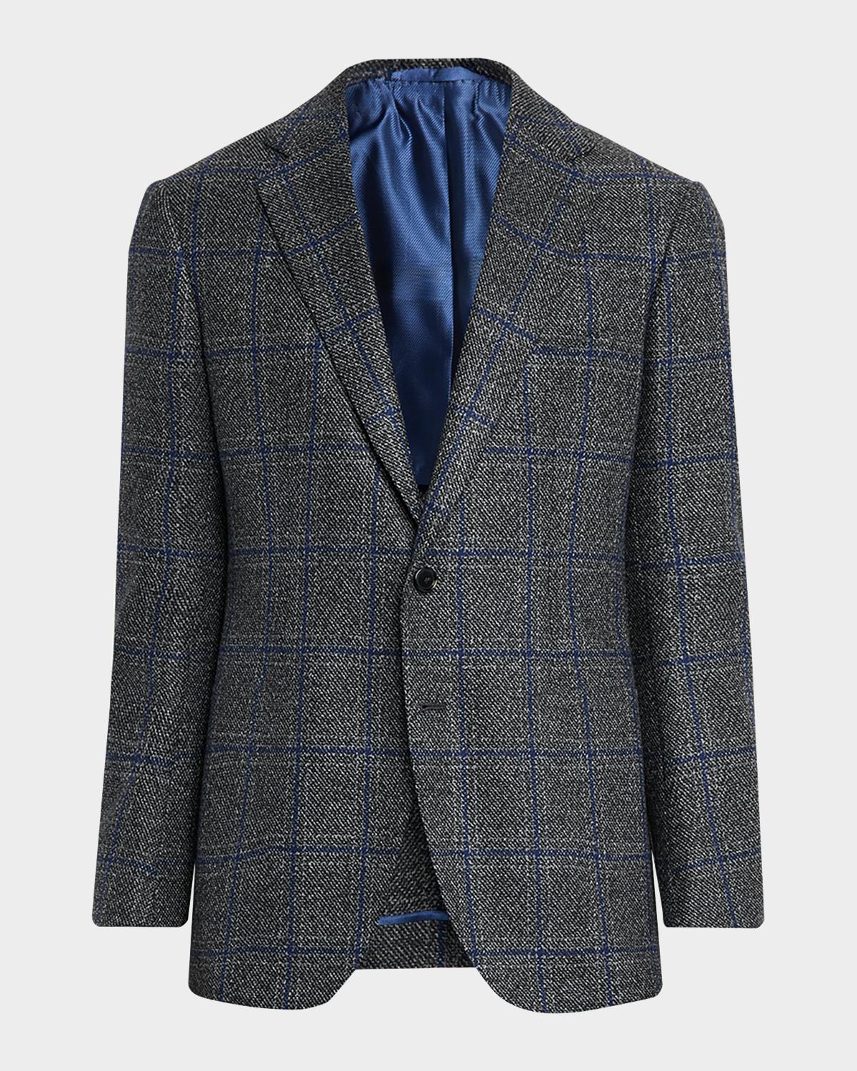 Cesare Attolini Men's Windowpane Wool Two-Button Jacket