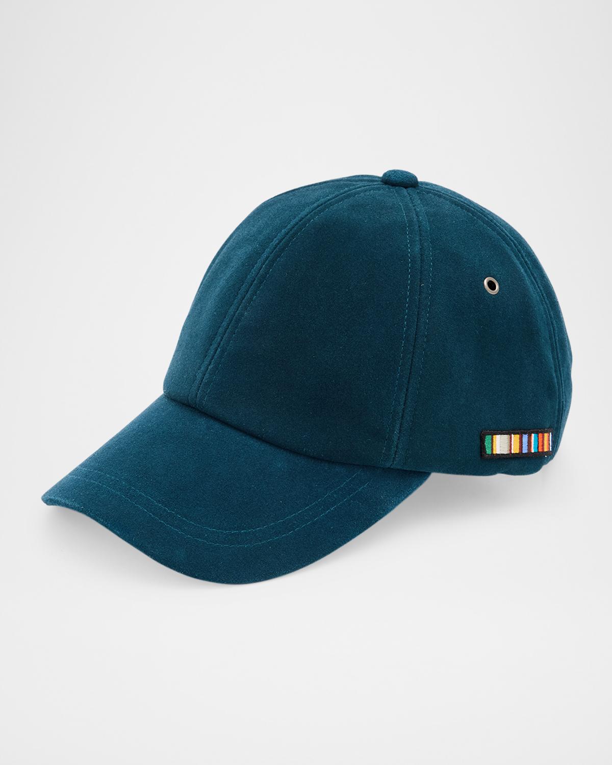 Paul Smith Men's Suede Signature Stripe Applique Baseball Cap