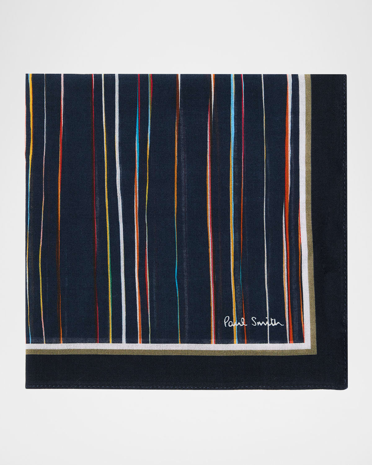 Paul Smith Men 's Blurred Signature Stripe Cotton Pocket Square