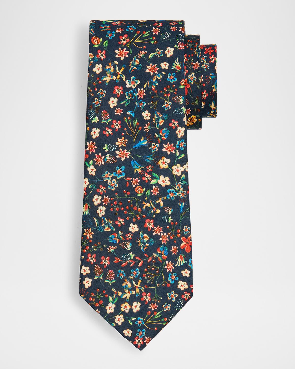 Paul Smith Men's Allover Floral Organic Cotton Tie