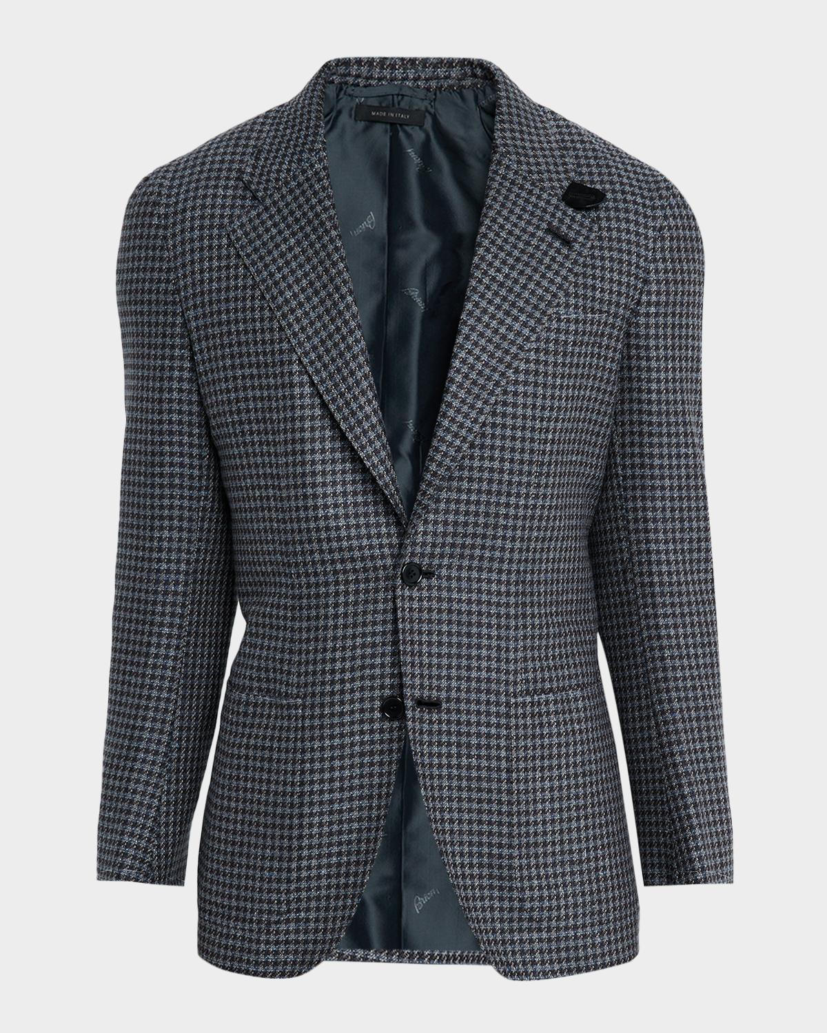 Brioni Men's Silk and Wool Mix Houndstooth Sport Coat
