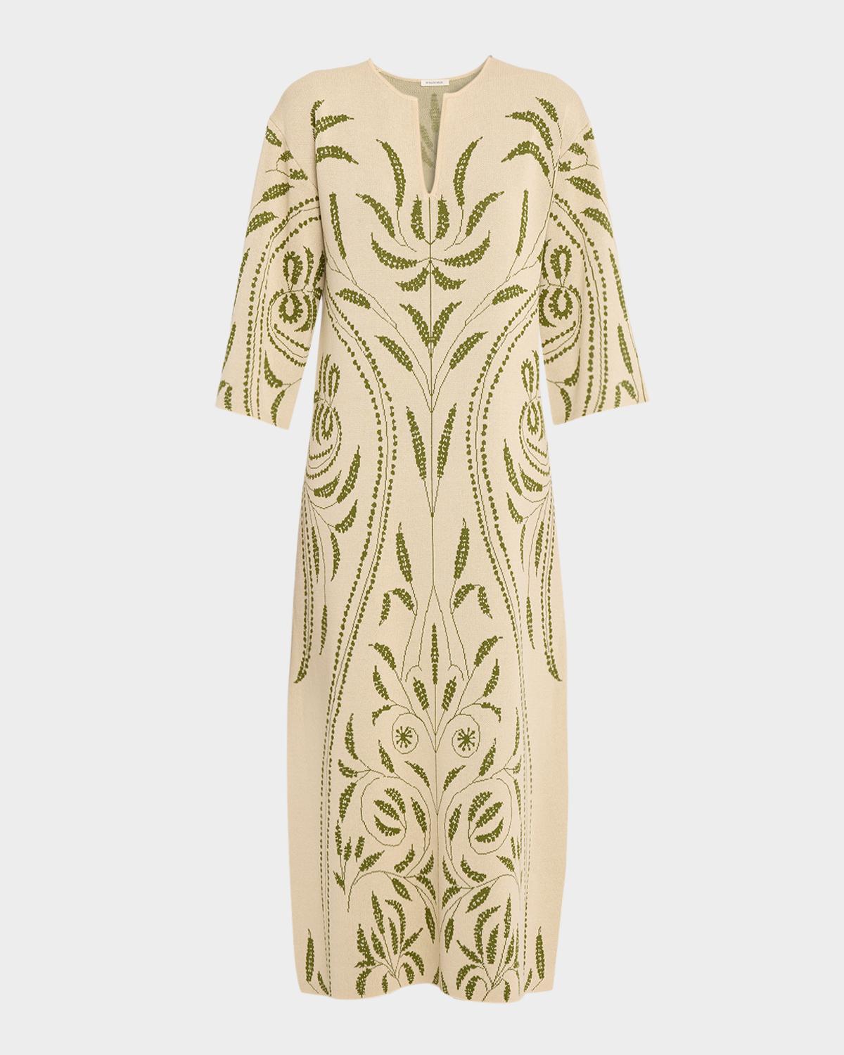 By Malene Birger Agneto Botanical Jacquard-Knit Maxi Dress