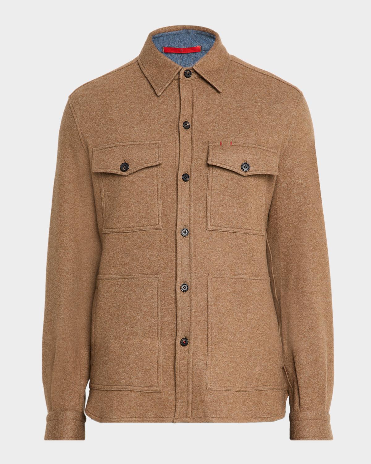 Isaia Men's Cashmere Double-Face Four-Pocket Overshirt