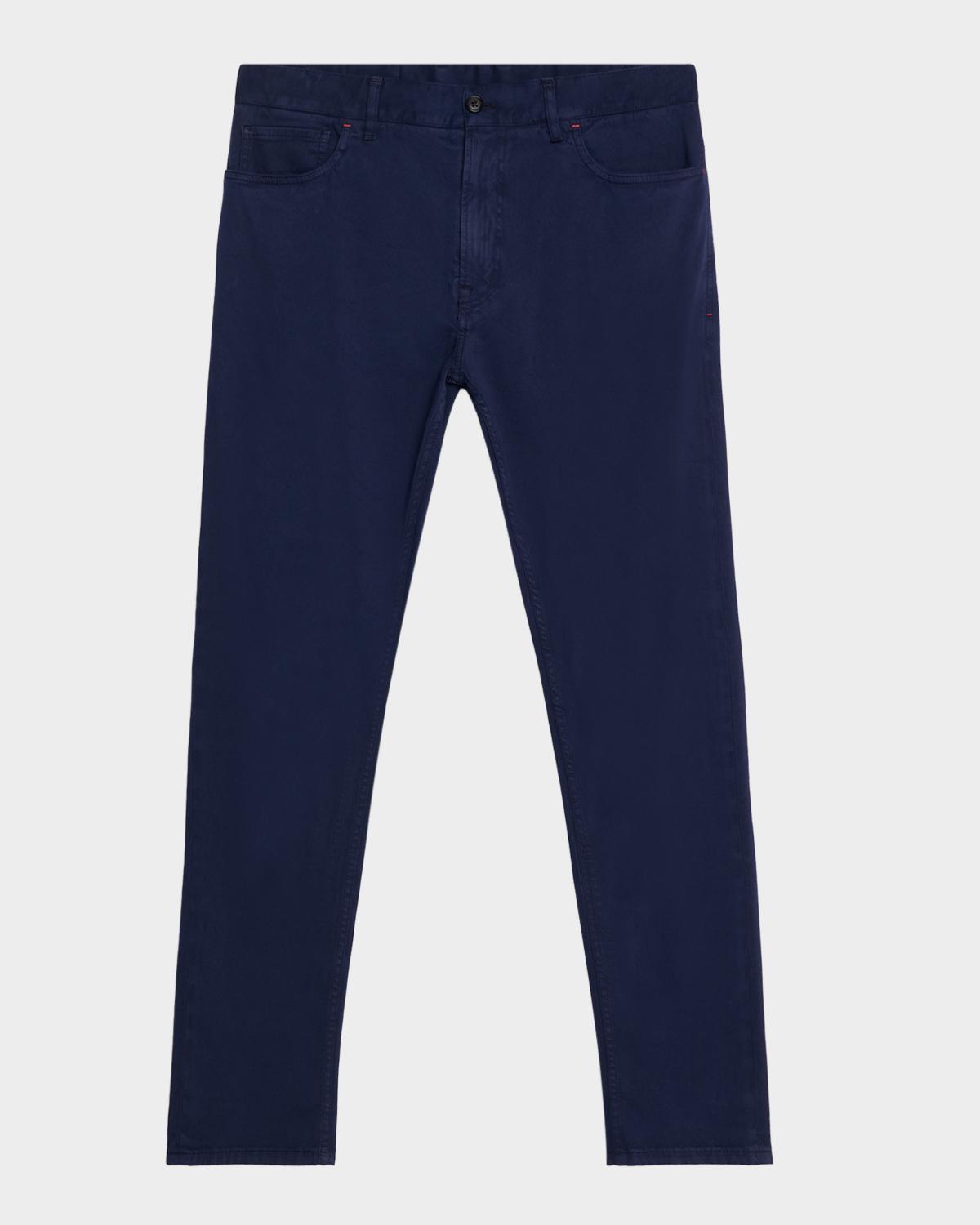 Isaia Men's Cashmere-Cotton Slim 5-Pocket Pants