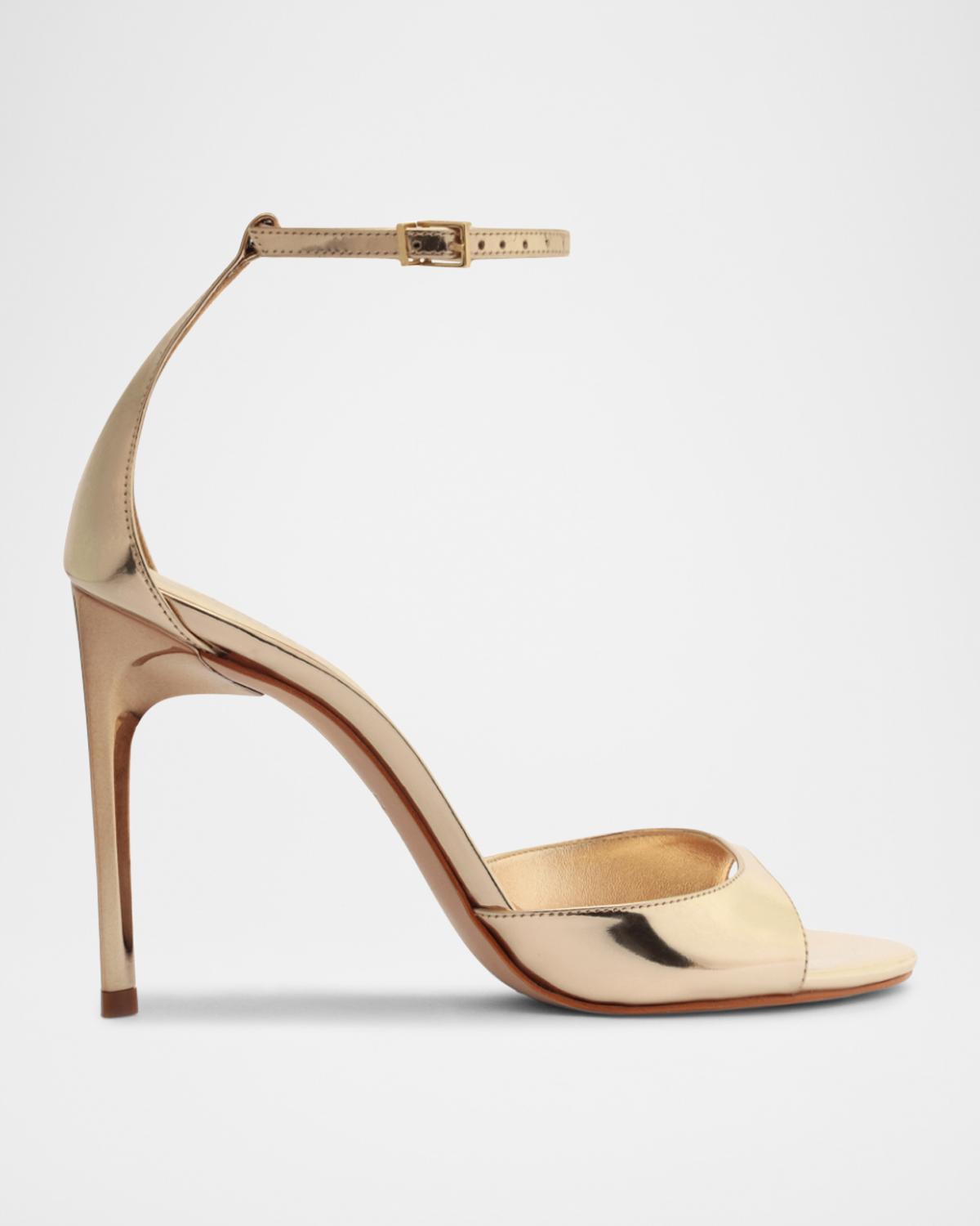 Schutz Scarlett Metallic Leather Ankle-Strap Stiletto Sandals
