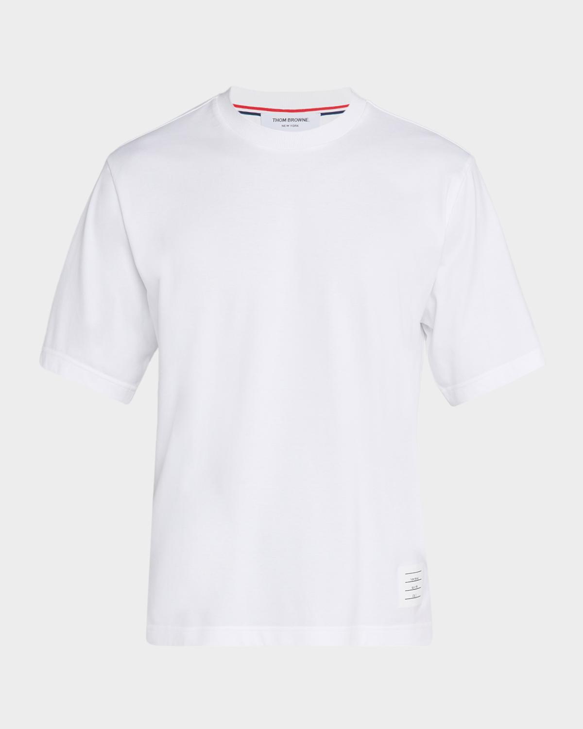 Thom Browne Men's Cotton Stripe-Trim Crewneck T-Shirt