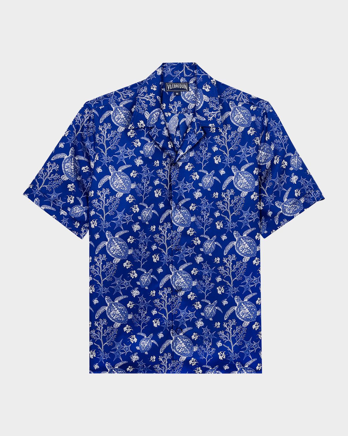 Vilebrequin Men's Silk X-Ray Turtles Bowling Shirt