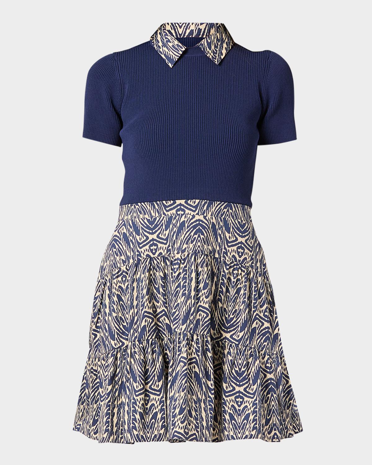 Shoshanna Lena Tiered Mixed Media Mini Dress