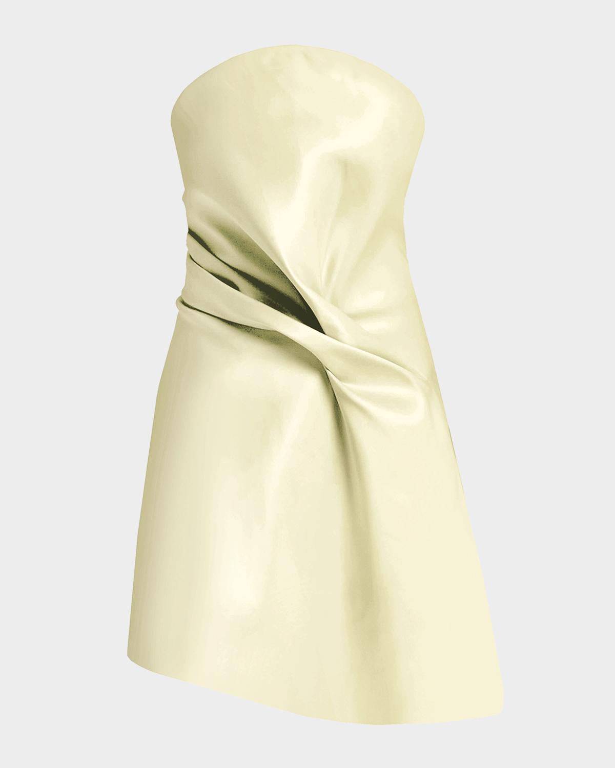 Kate Barton Kate Strapless Draped Liquid-Effect Mini Dress