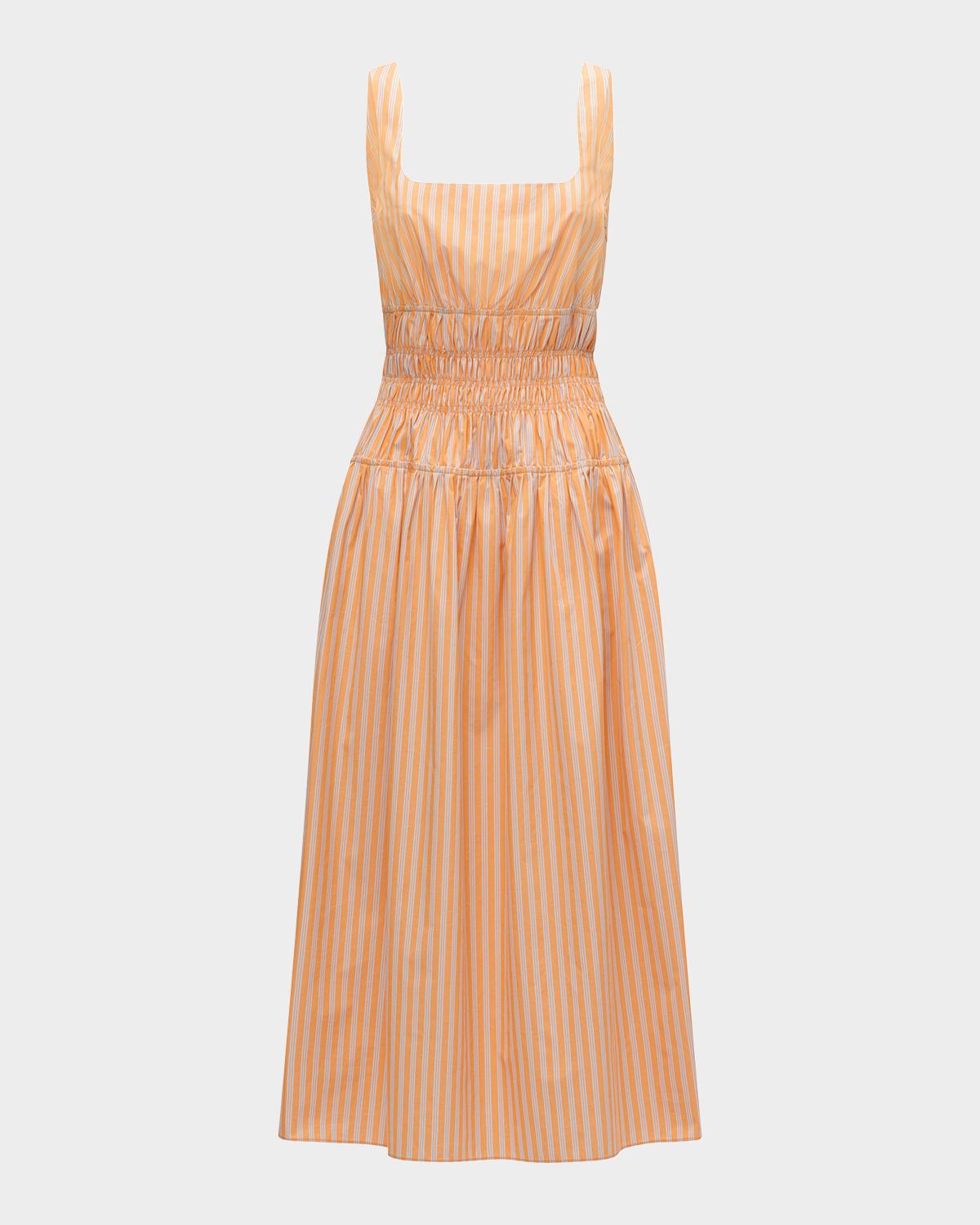 Callas Milano Belinda Square-Neck Striped Cotton Midi Dress