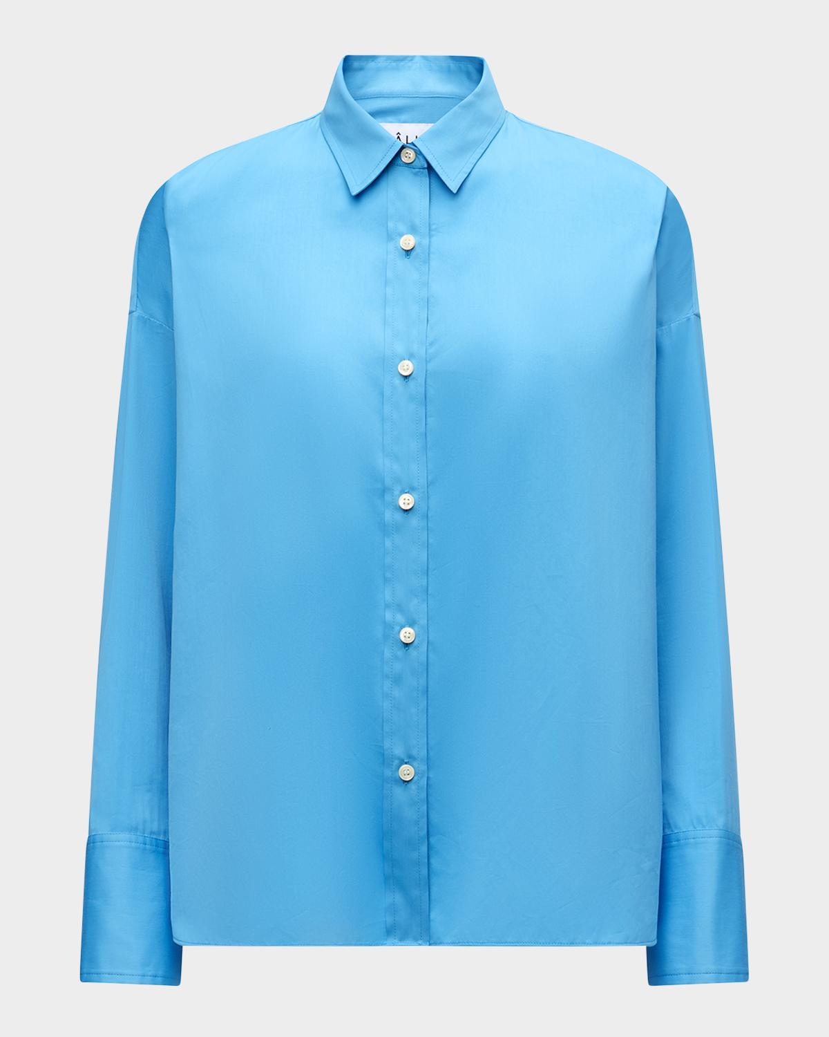 Callas Milano Sirene Button-Down Silk Twill Scarf Shirt
