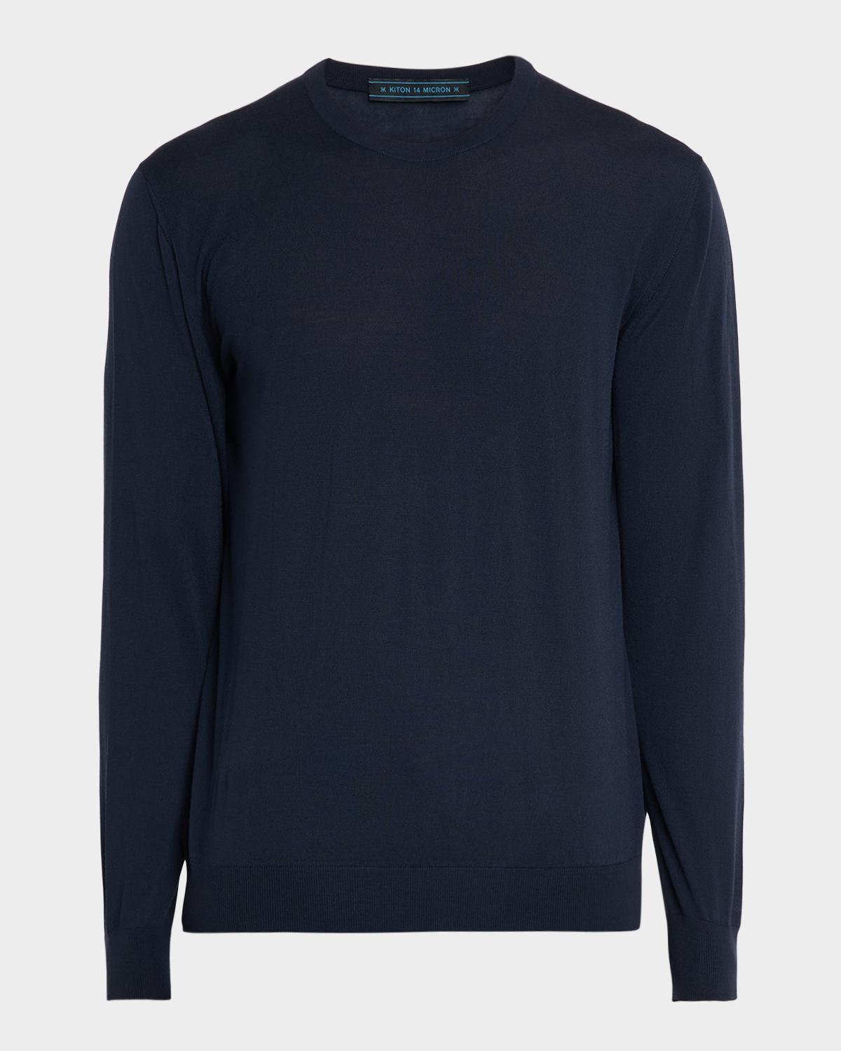 Kiton Men's 14 Micron Wool Crewneck Sweater