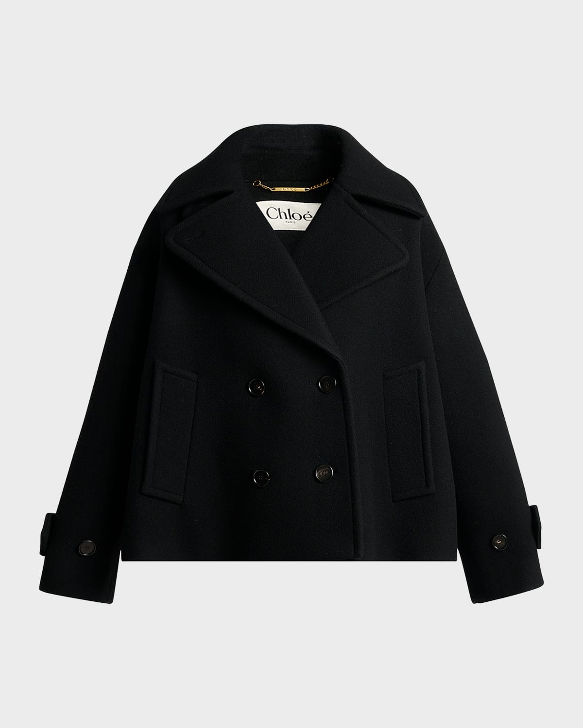 Chloé Double-breasted Wool Peacoat In Black