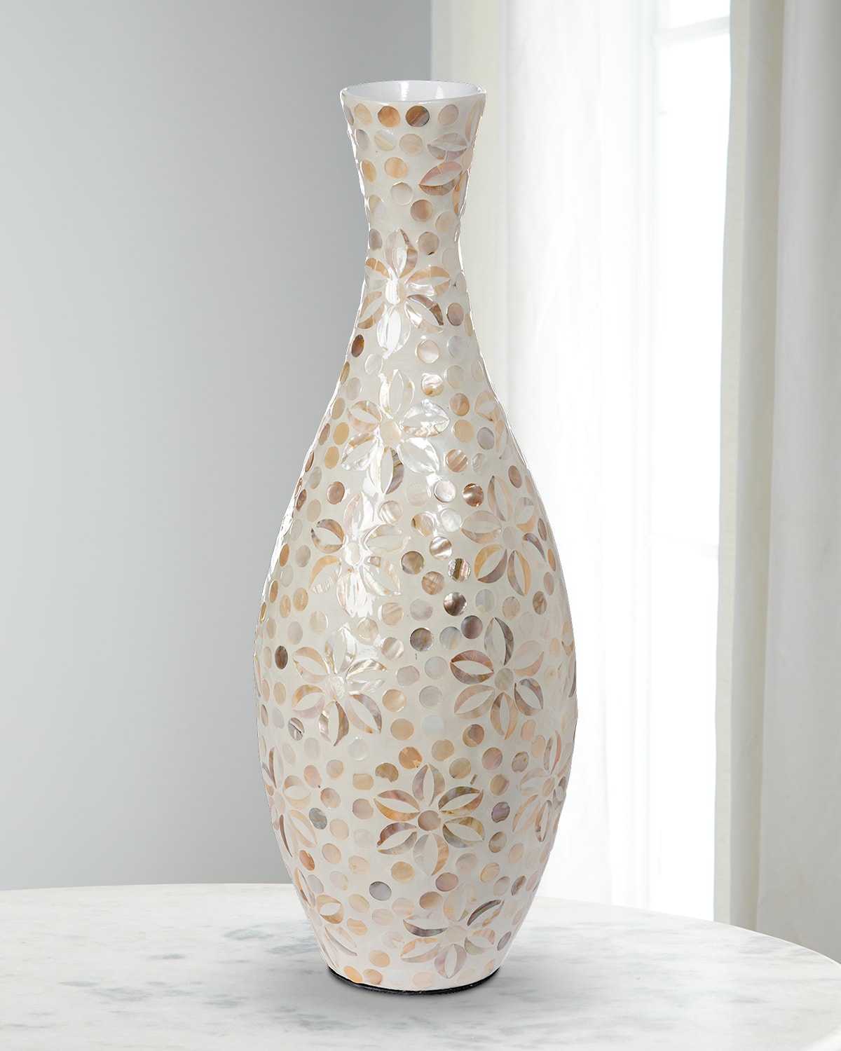 Park Hill Collection Capraia Coast Tall Floral Mother-of-Pearl Vase | Thumbnail 3