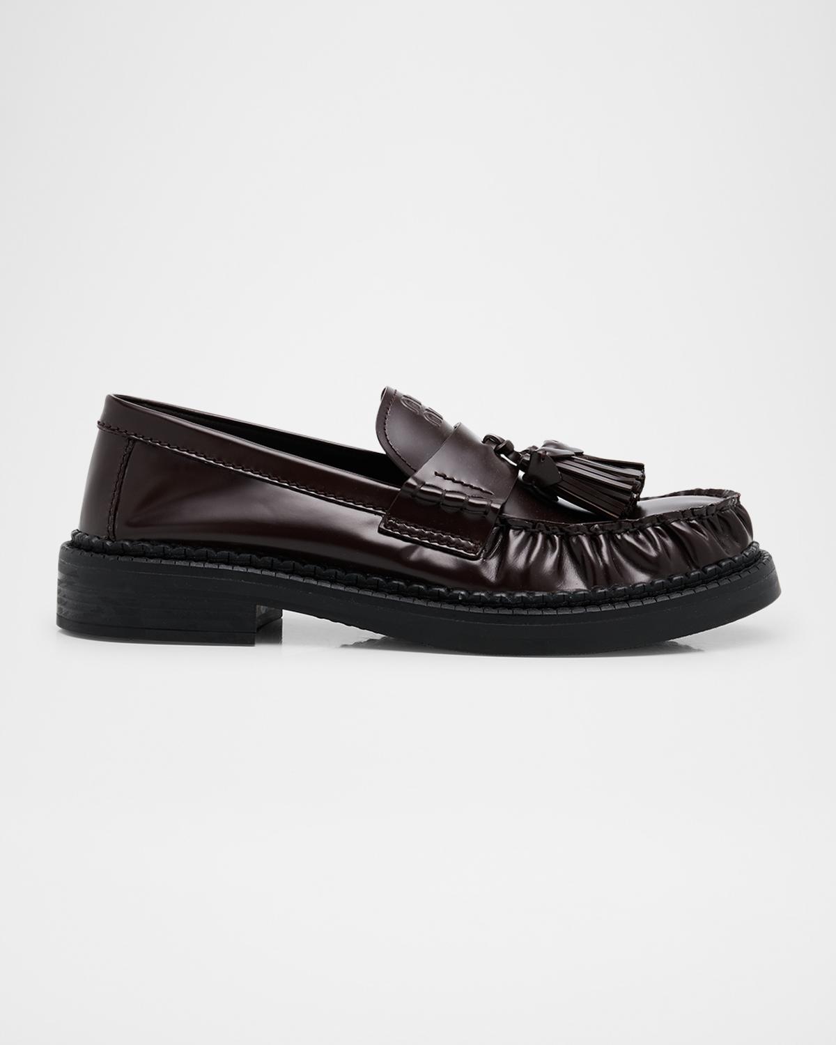 Miu Miu Spazzolato Leather Tassel Loafers