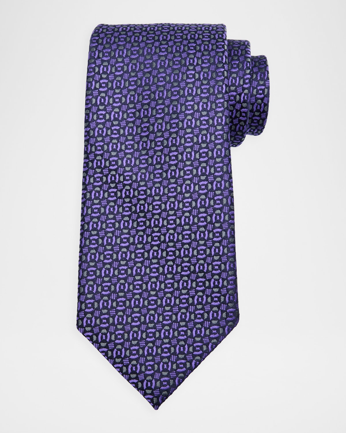 Charvet Men 's Jacquard Woven Geometric Silk Tie | Thumbnail 4