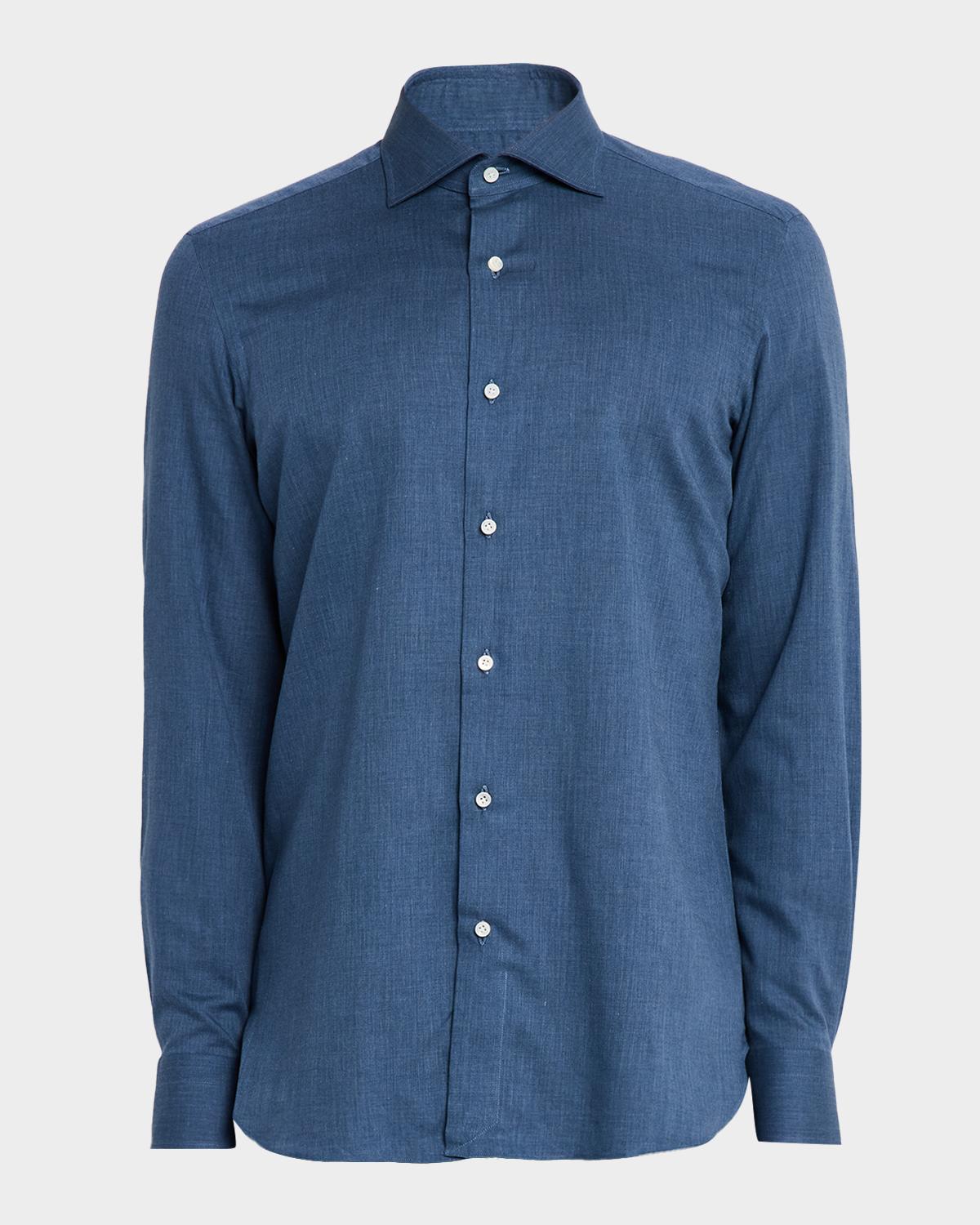 Sartorio Men's Melange Cotton Button-Down Shirt