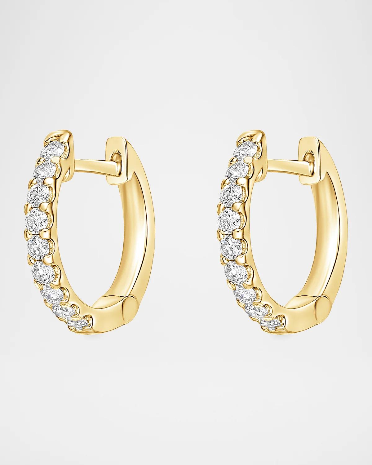 18K Yellow Gold Odessa Huggie Earrings with Diamonds