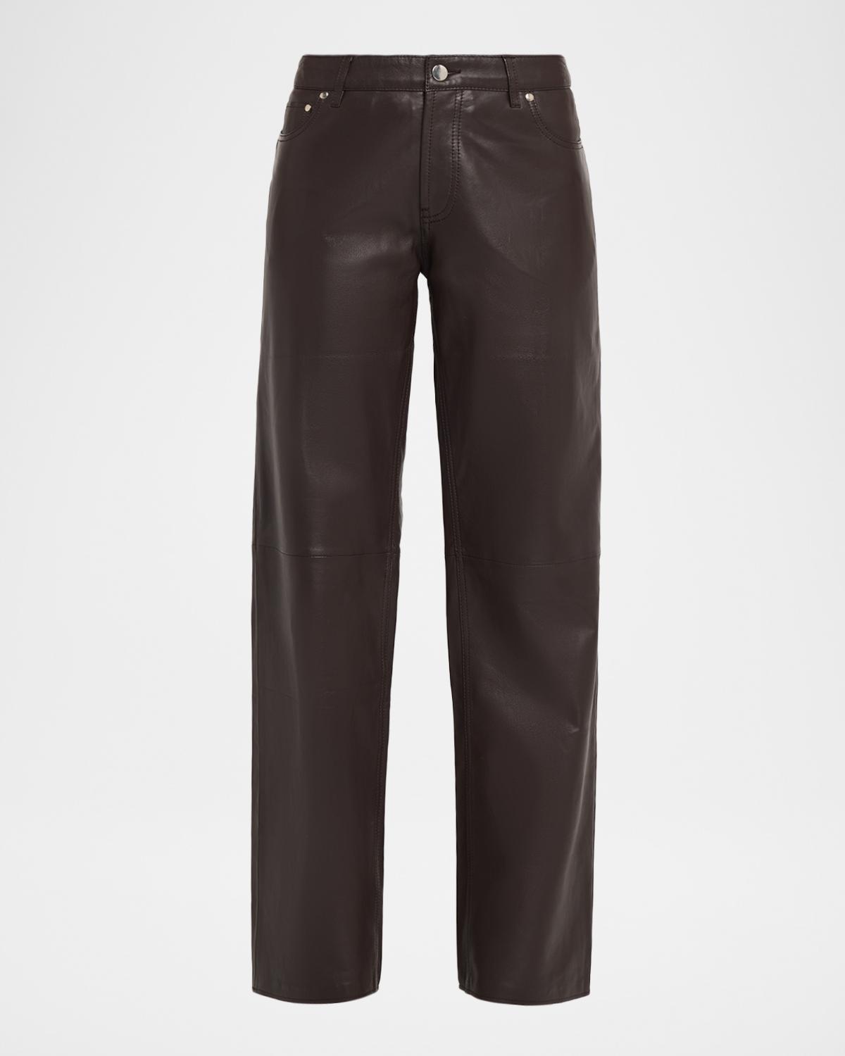 EB Denim Low-Rise Baggy Leather Jeans
