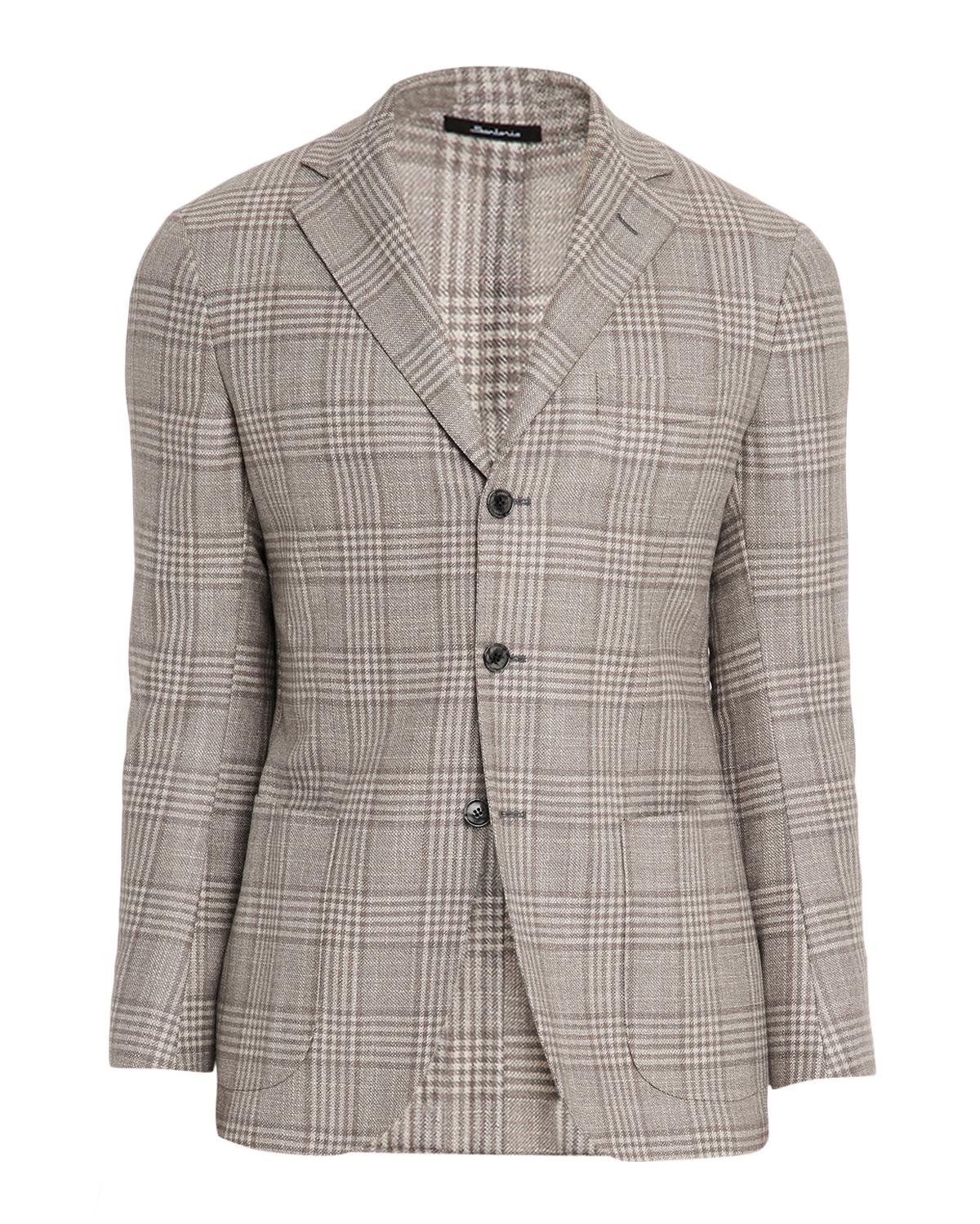 Sartorio Men's Wool, Silk and Cashmere Plaid Sport Coat