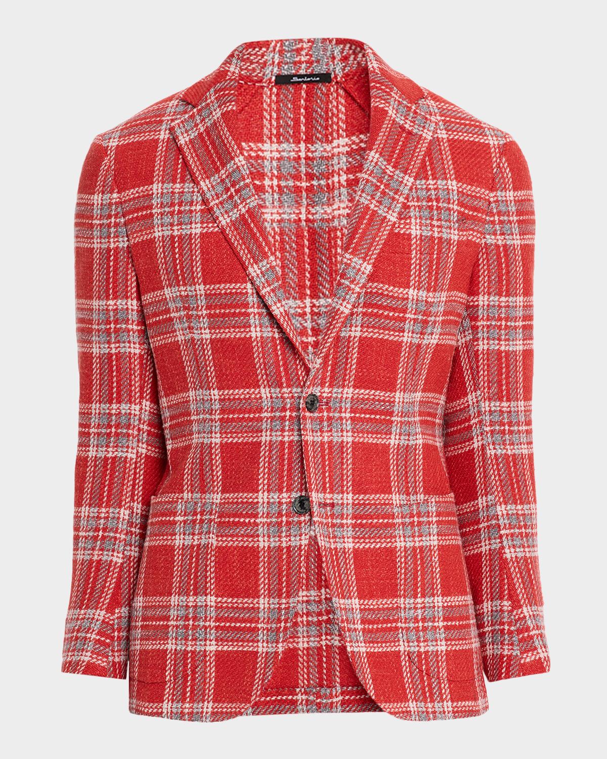 Sartorio Men's Wool and Silk Large Plaid Sport Coat