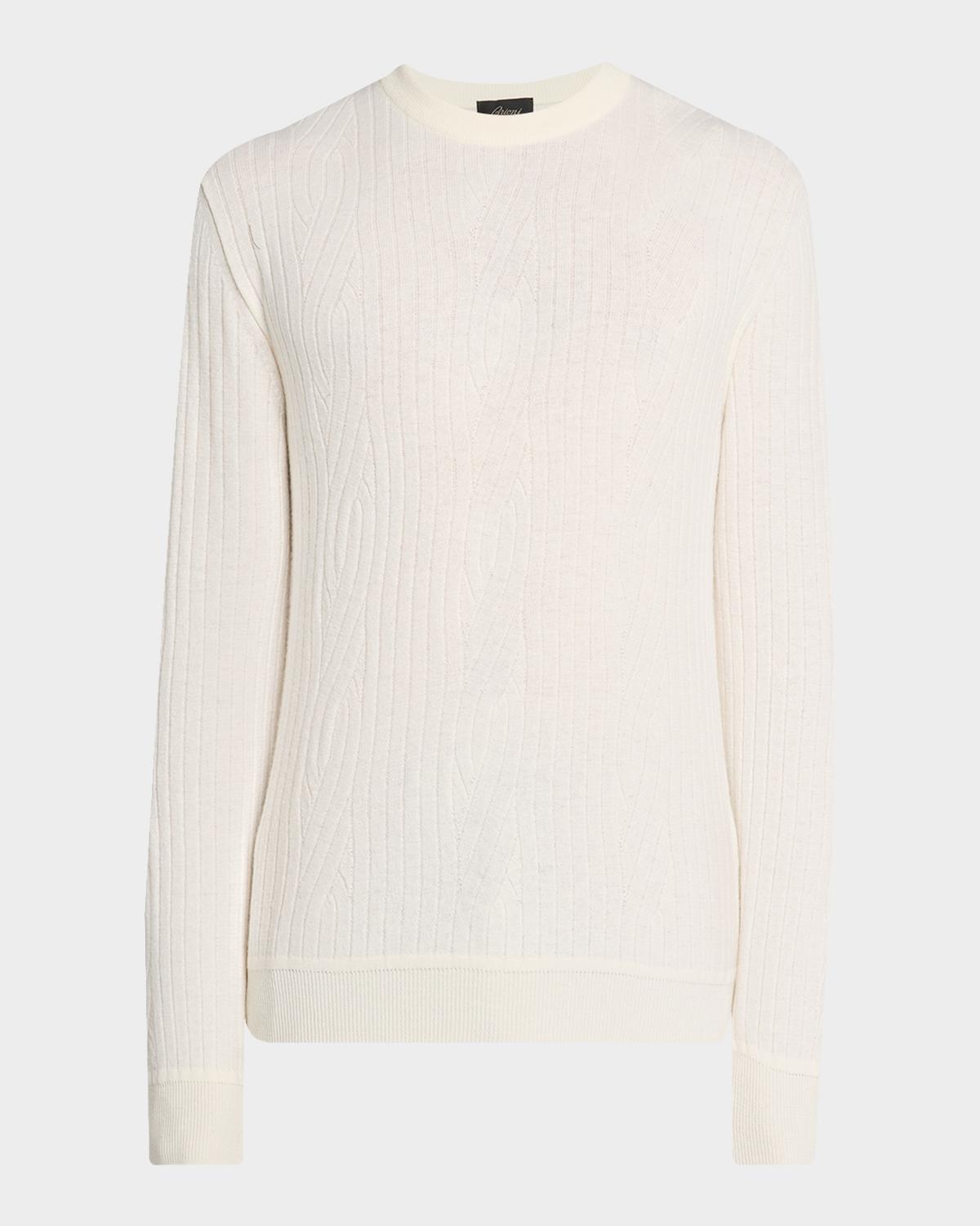 Brioni Men's Wool and Cashmere Cable Knit Crewneck Sweater