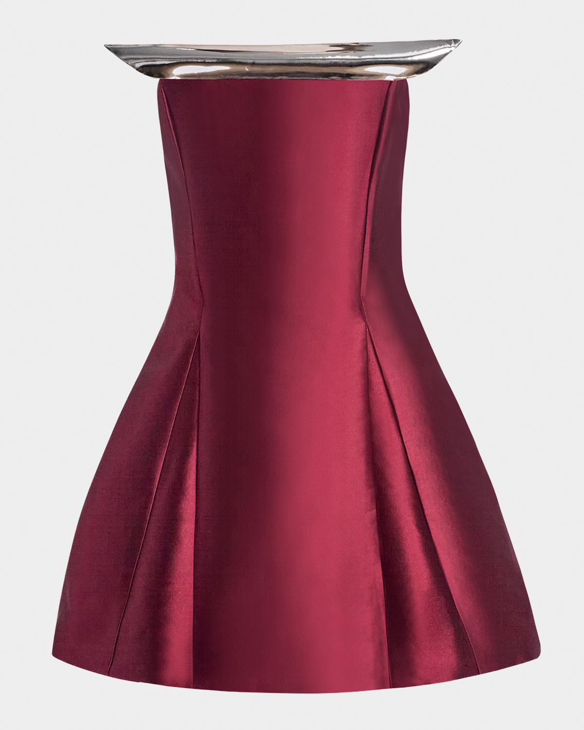 Kate Barton Strapless Sculptural Fit-&-Flare Mini Dress