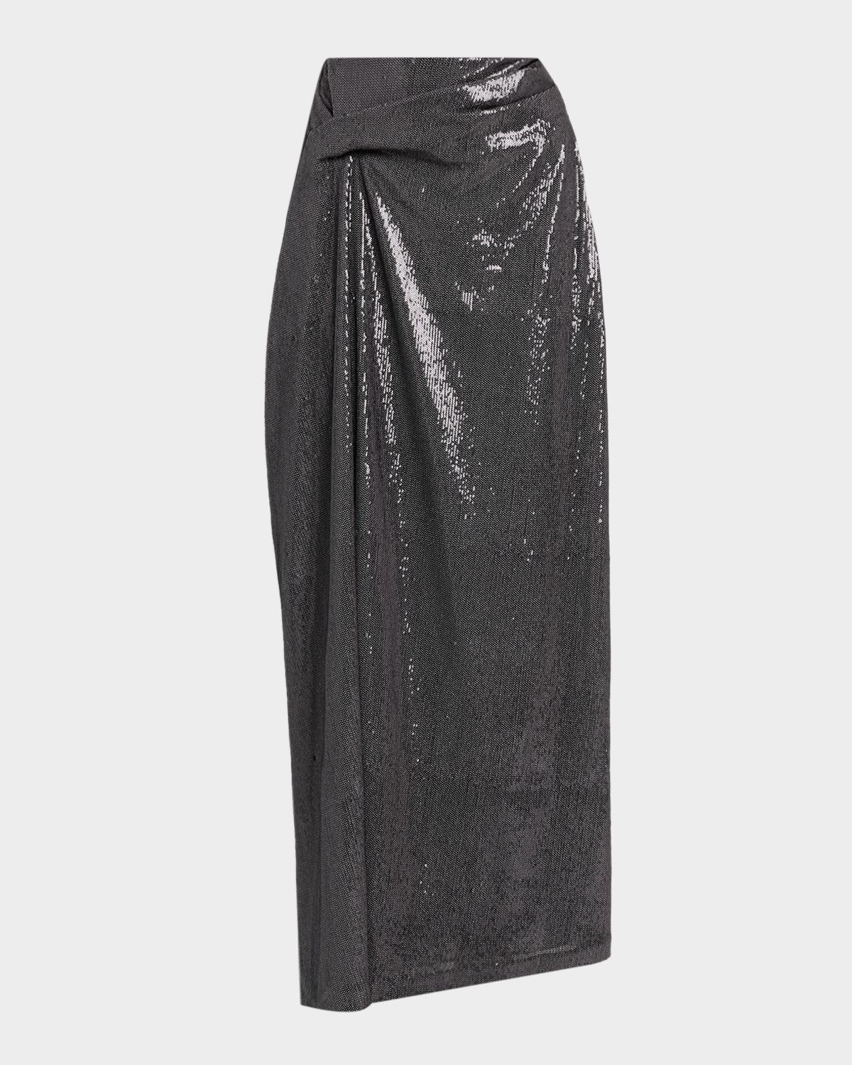 Kate Barton Draped Sequin Maxi Skirt