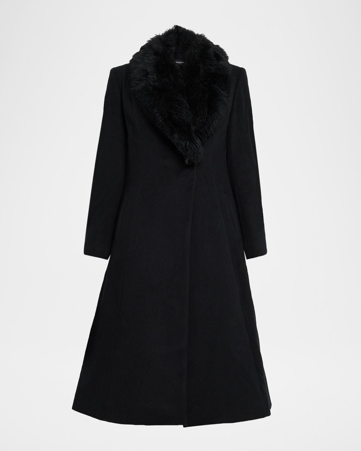 Sofia Cashmere Single-Breasted Coat with Shearling Collar