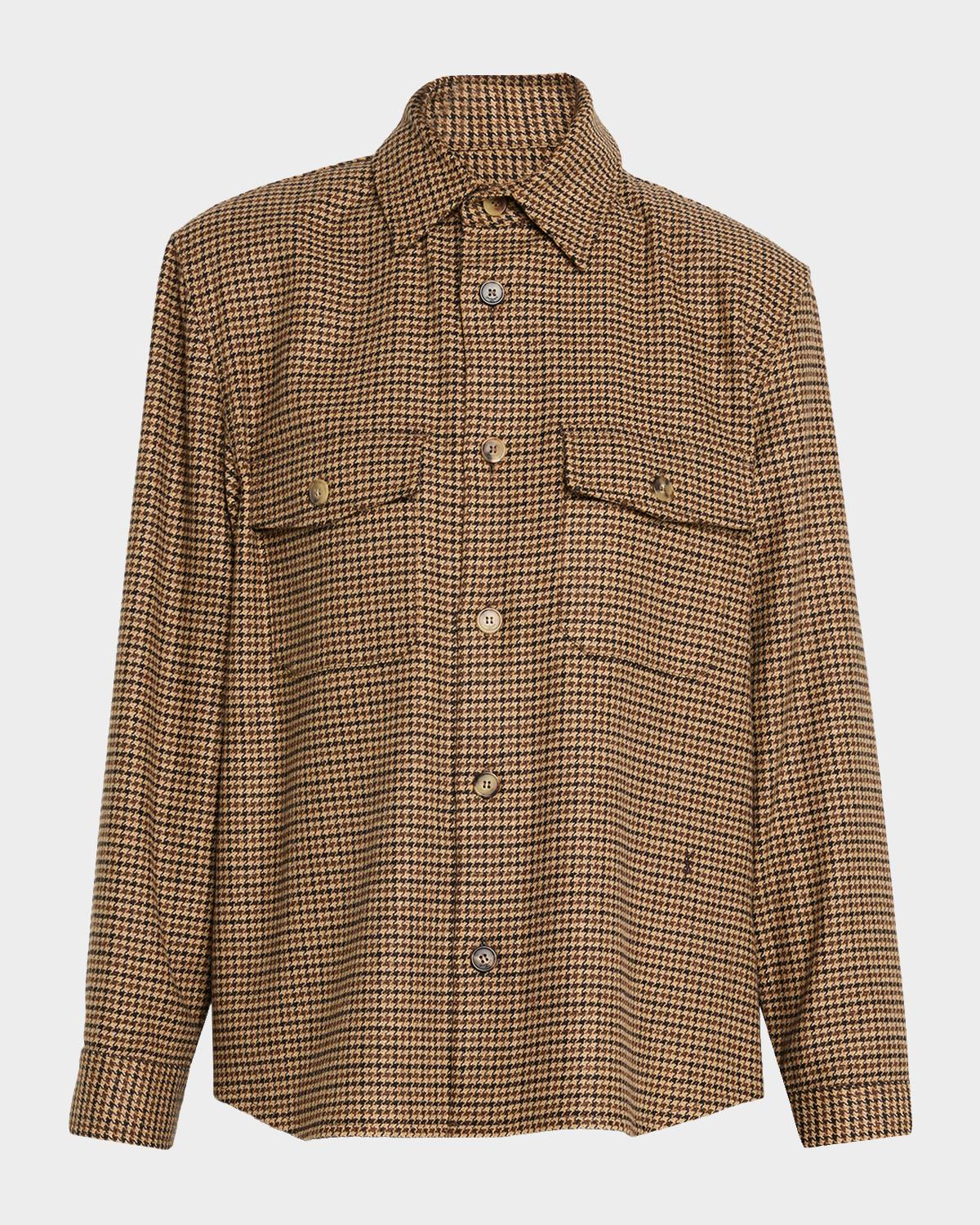 Houndstooth Wool Shirt Jacket
