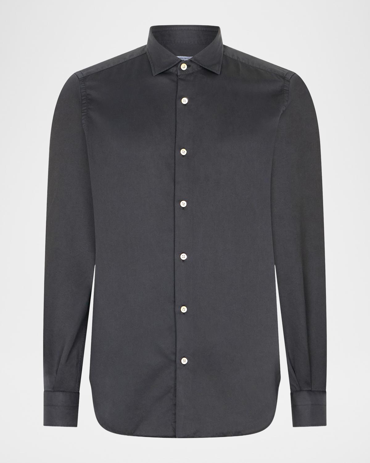 Boglioli Men's Cotton and Lyocell Slim-Fit Sport Shirt