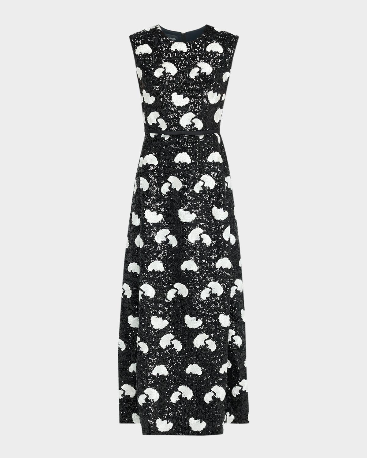 Giambattista Valli Embroidered Sequin Sleeveless Ankle Dress