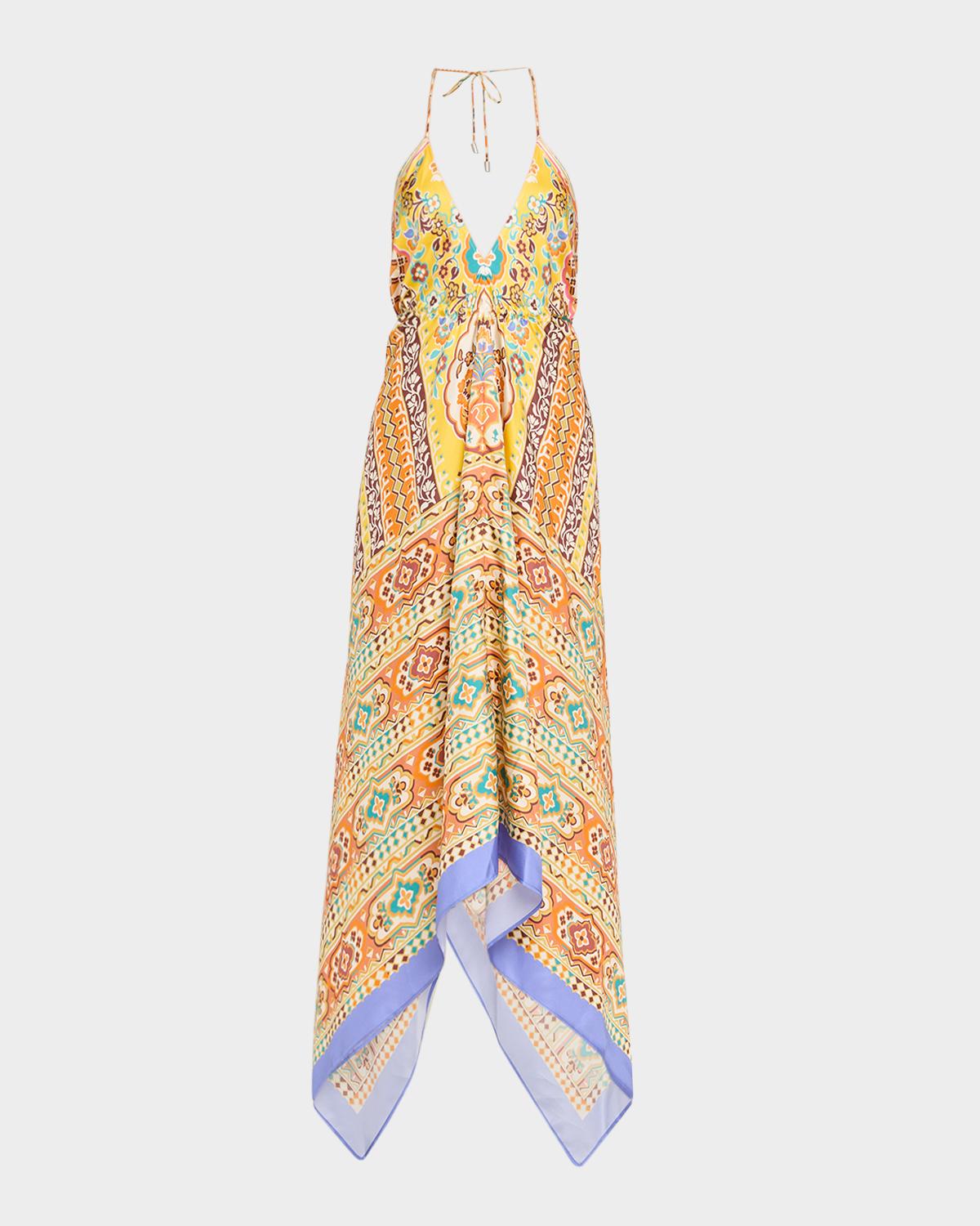 Etro Printed Silk Halter Maxi Dress