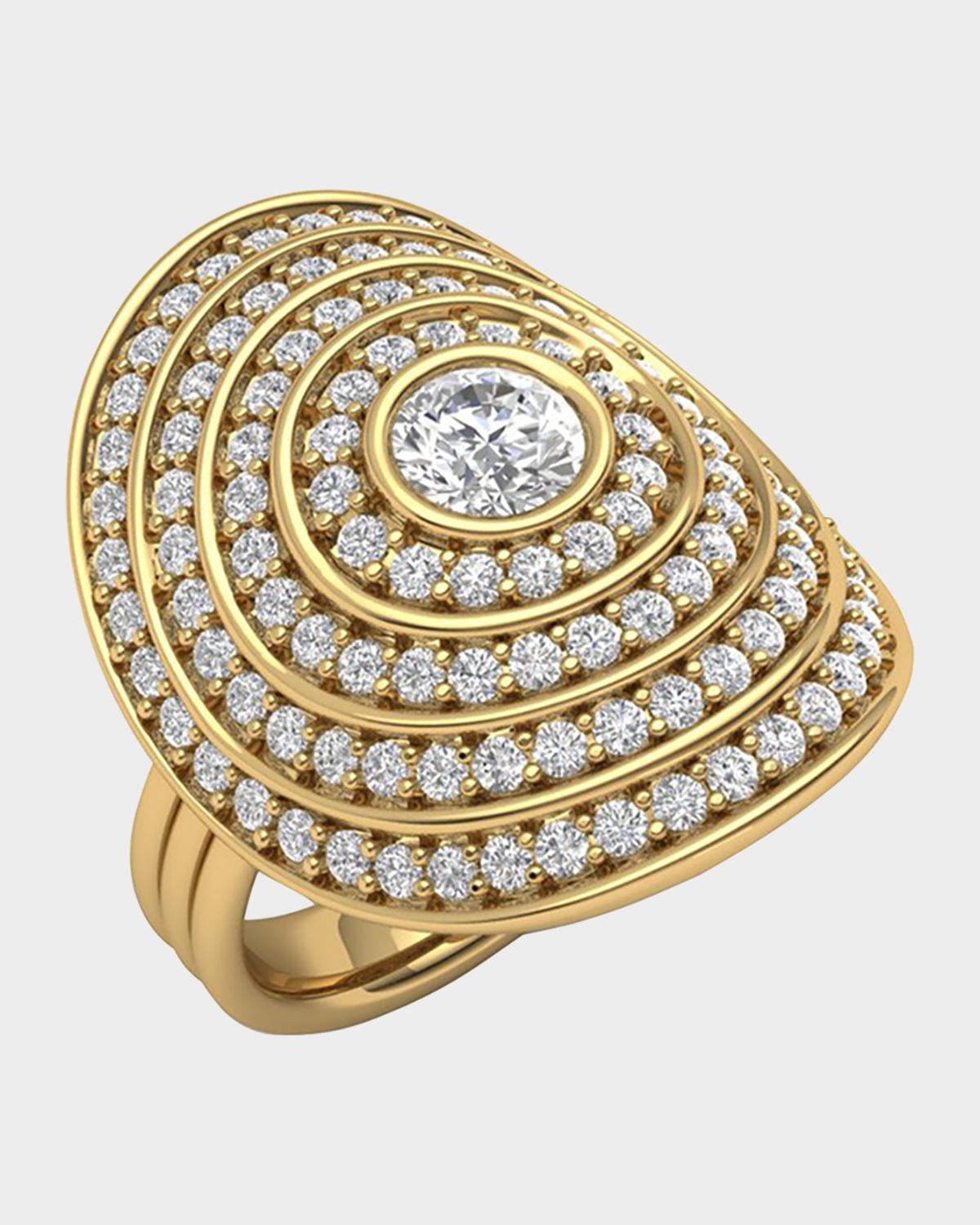 Universum 18K Pave Ring with Center Diamond