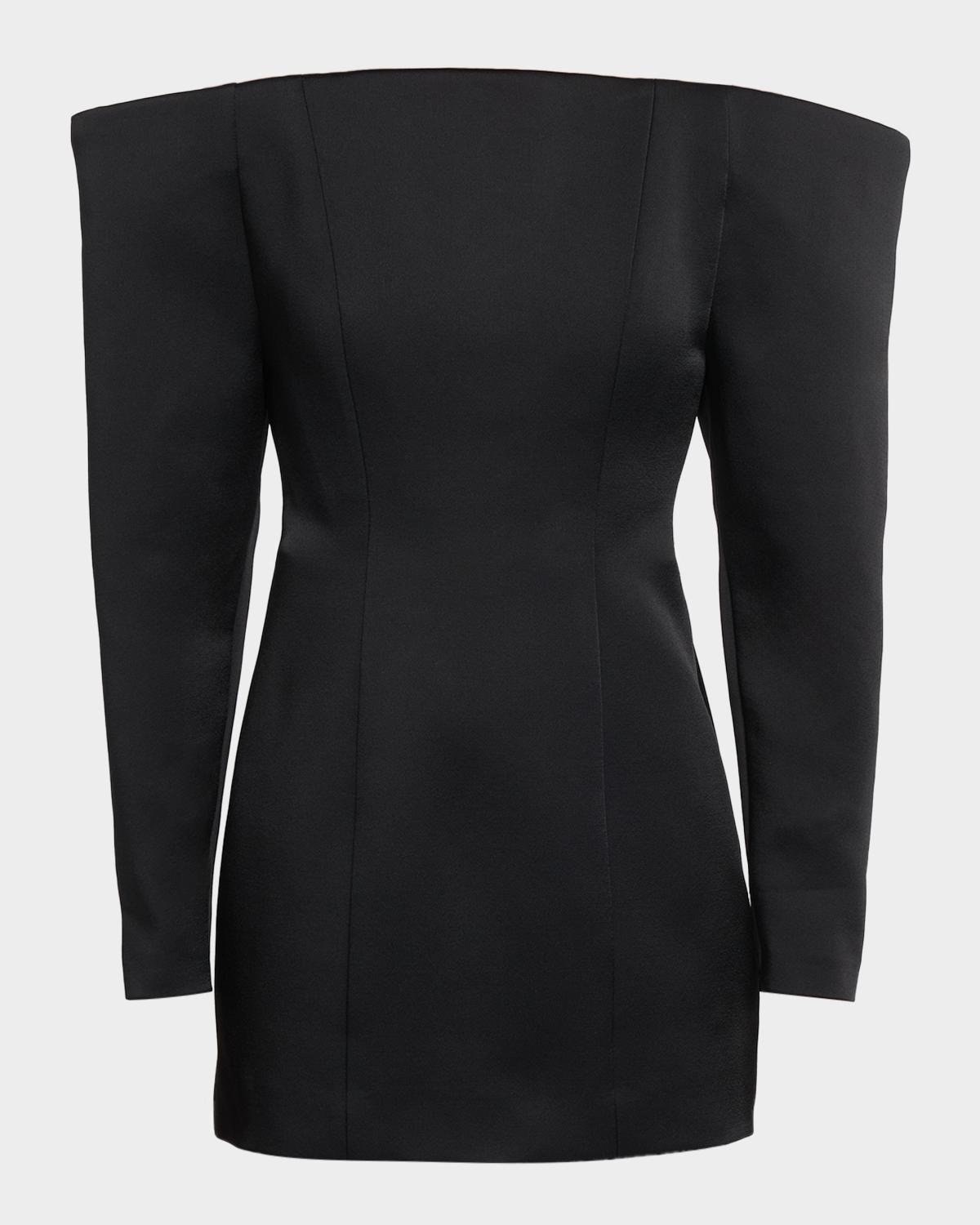 Stella McCartney Off-Shoulder Long-Sleeve Satin Mini Dress