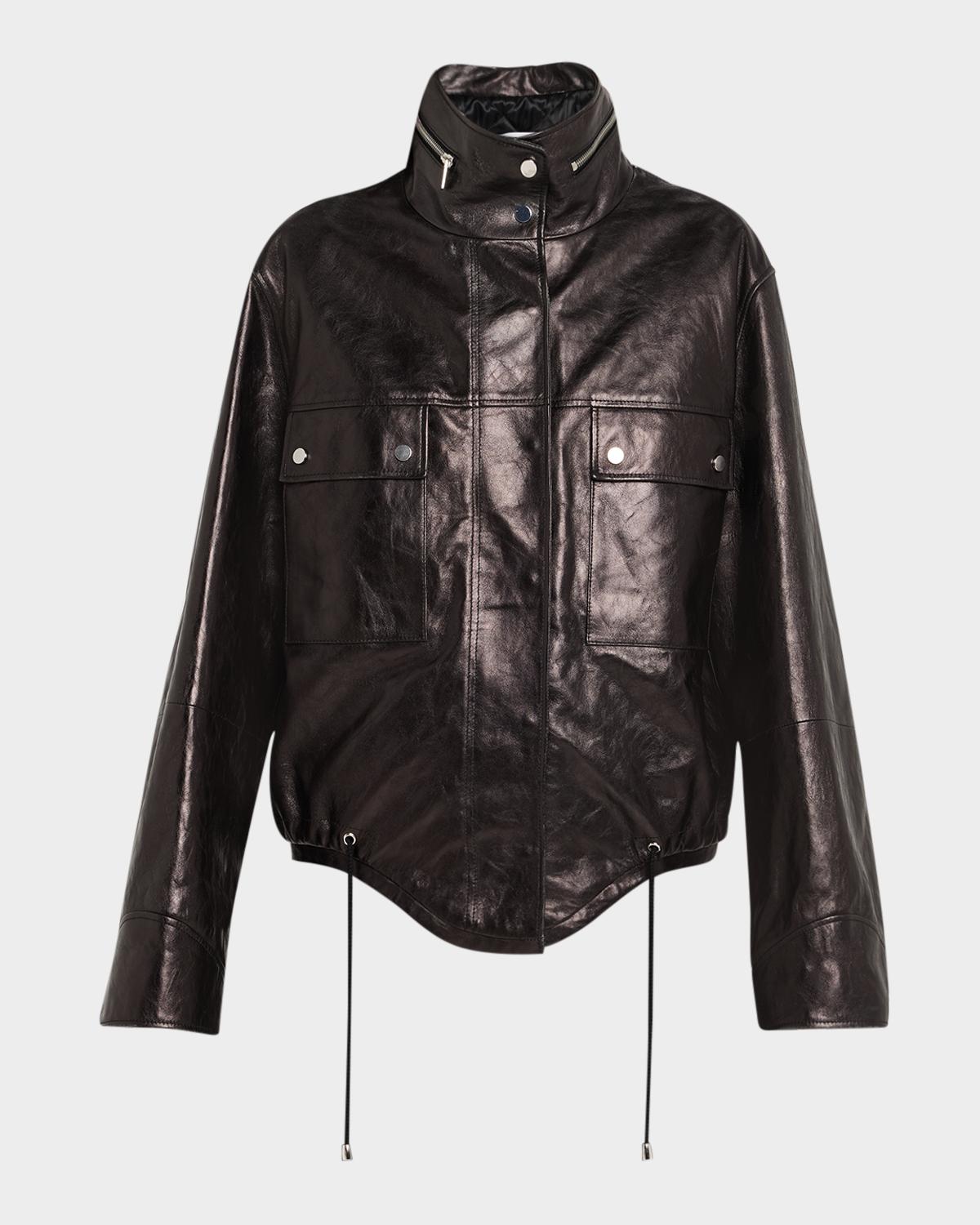 Michael Kors Collection Washed Leather Bomber Jacket