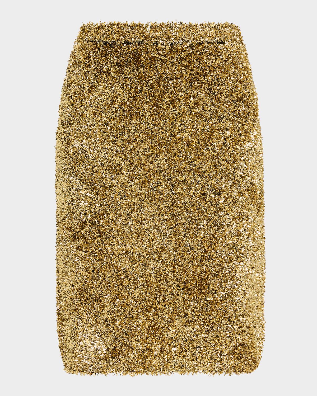 ZANKOV Moro Metallic Textured Pencil Skirt