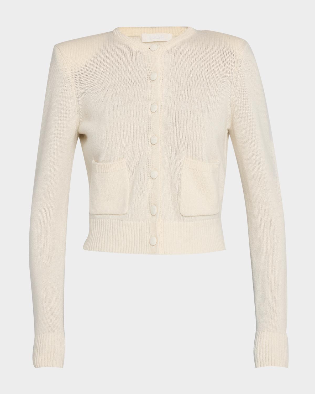 Sablyn Emilia Shoulder-Pad Cashmere Cardigan