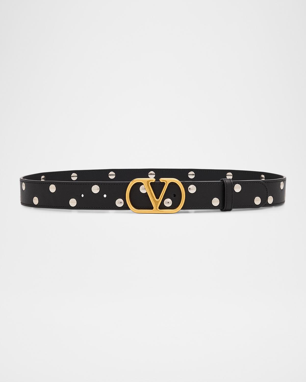 VLogo Signature Calfskin Leather Belt, 30mm