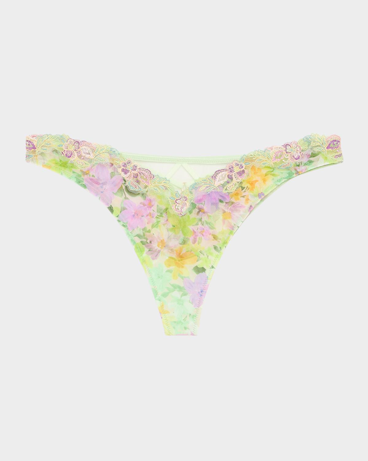 Lise Charmel L 'Amour Au Soleil Floral-Embroidered Tulle G-STring