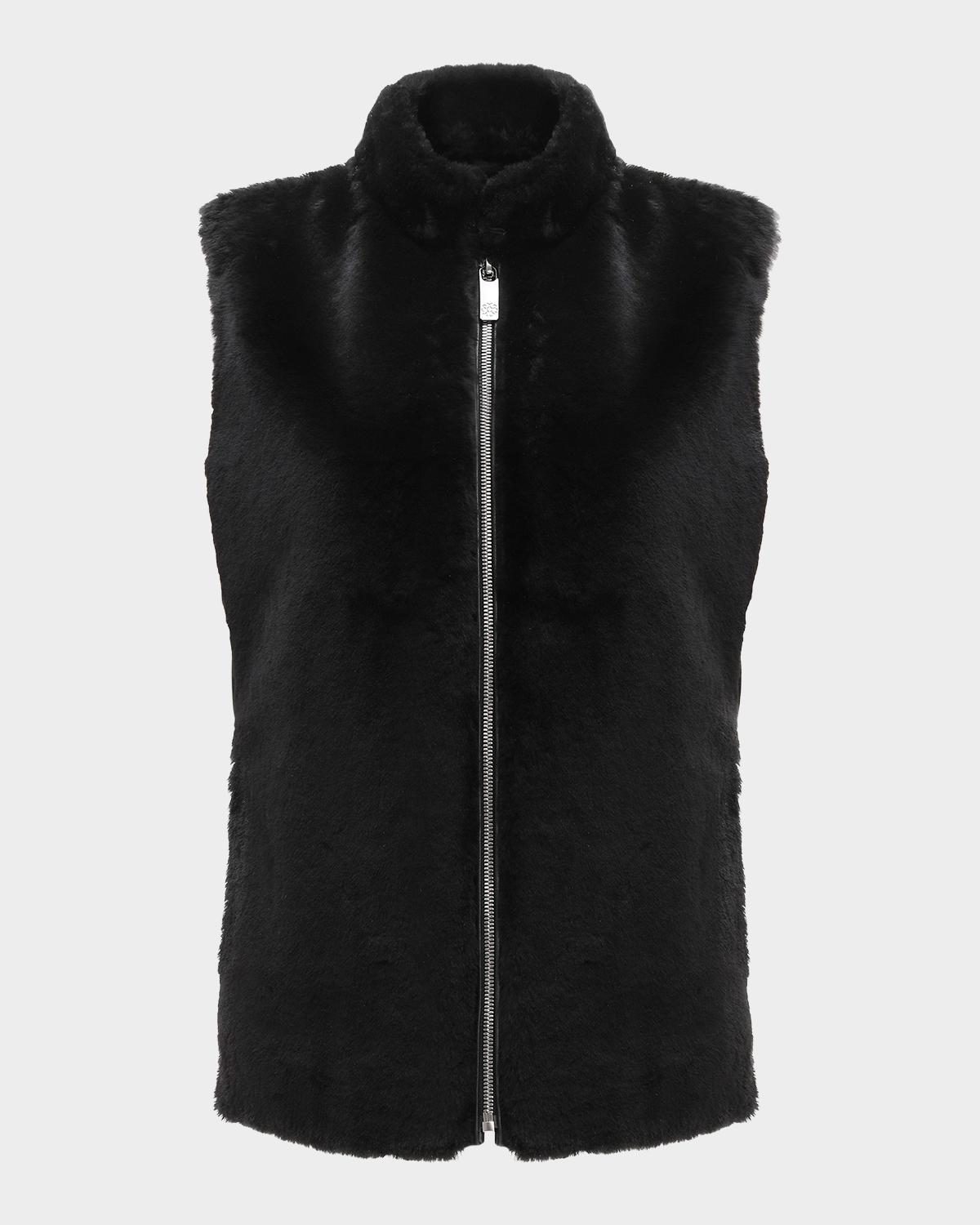 Gorski Select Lamb Shearling Zip Vest with Loro Piana Wool Back