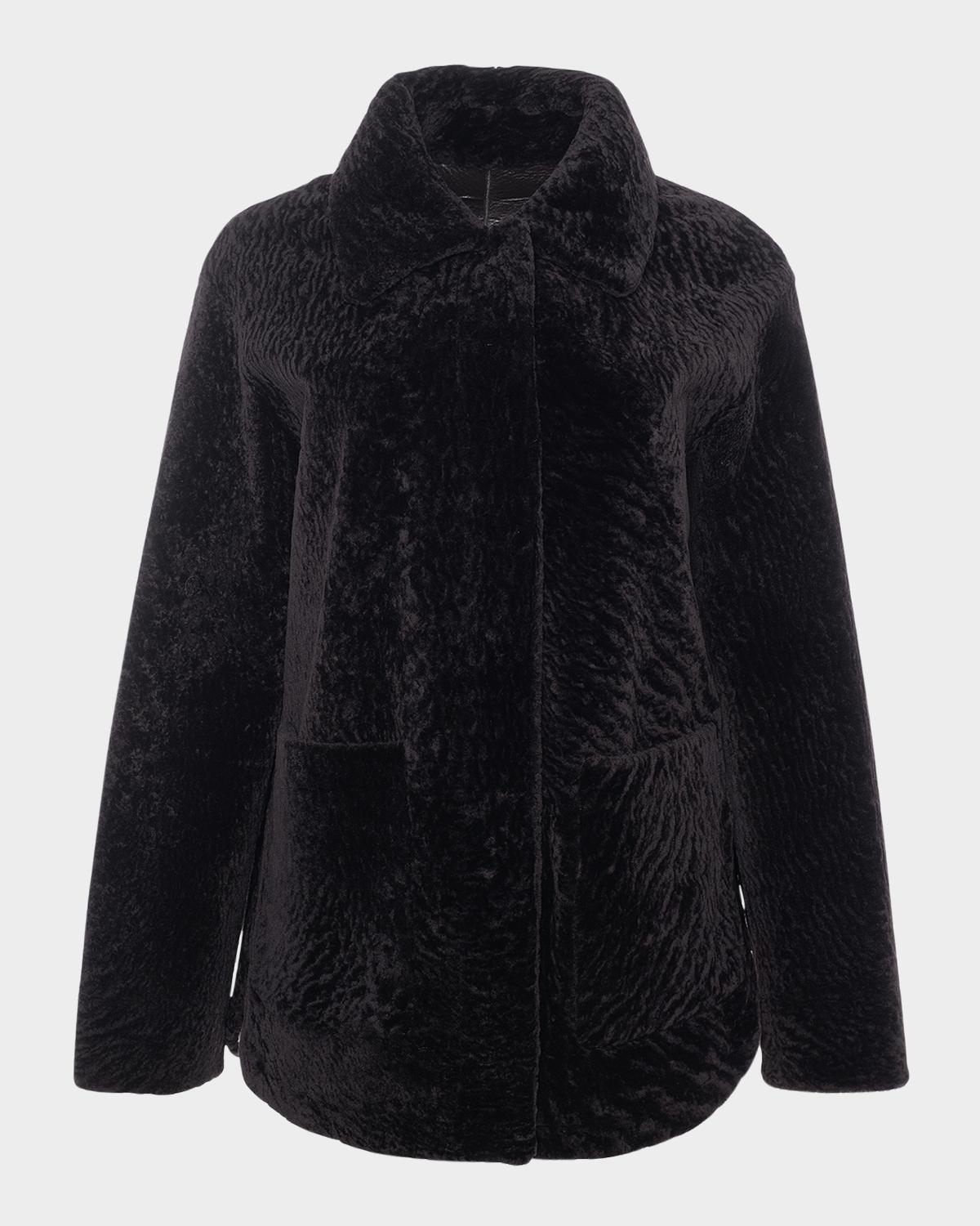 Gorski Reversible Textured Shearling Lamb Jacket