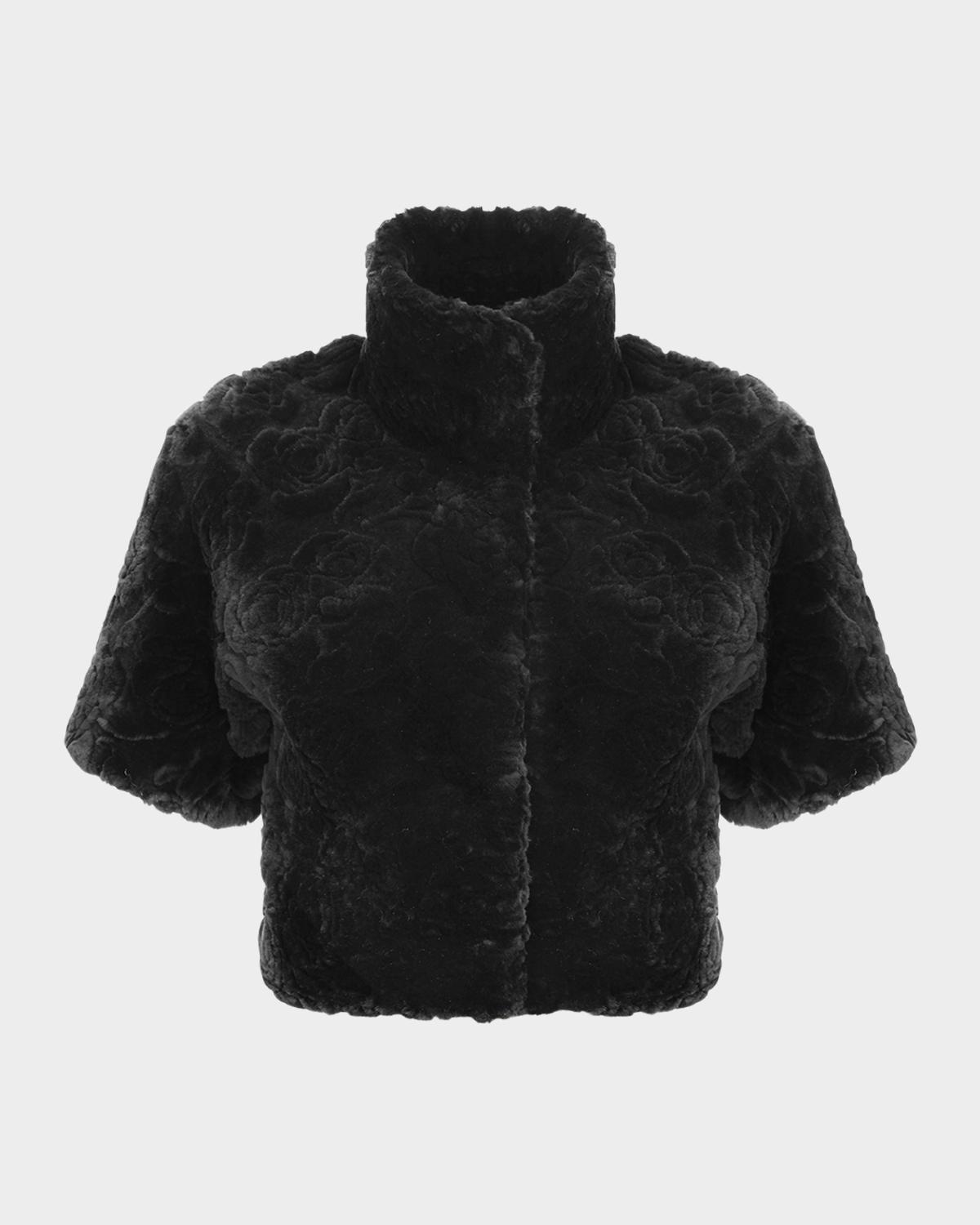 Gorski Rose Printed Select Lamb Shearling Bolero Jacket