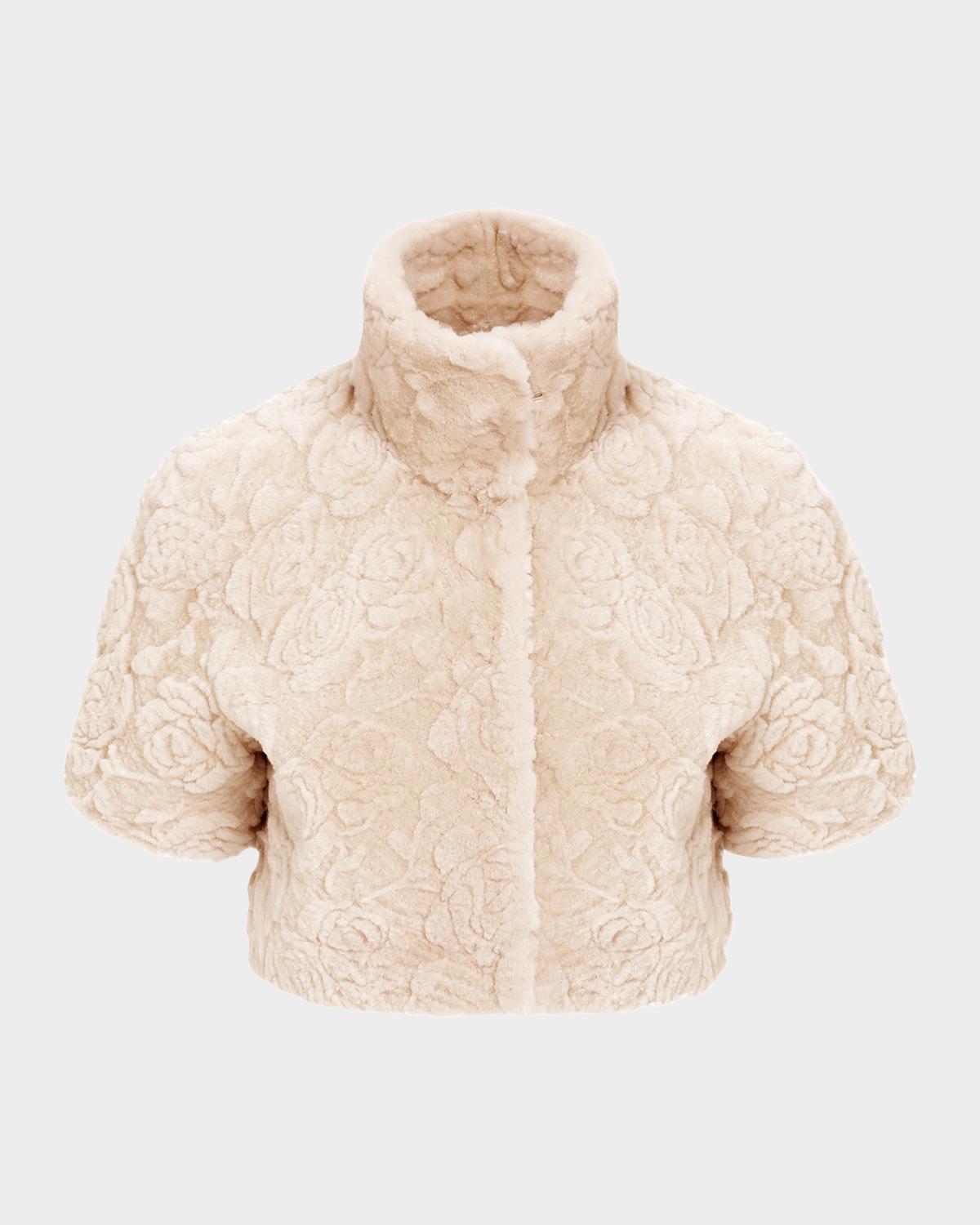 Gorski Rose Printed Select Lamb Shearling Bolero Jacket