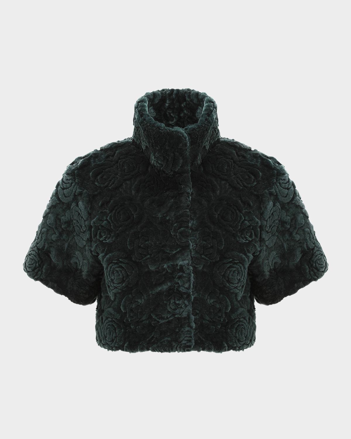 Gorski Rose Printed Select Lamb Shearling Bolero Jacket