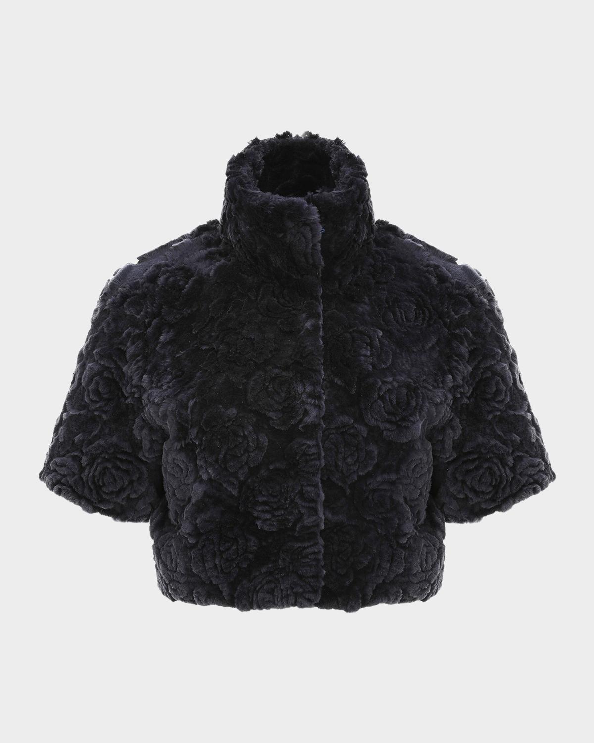 Gorski Rose Printed Select Lamb Shearling Bolero Jacket