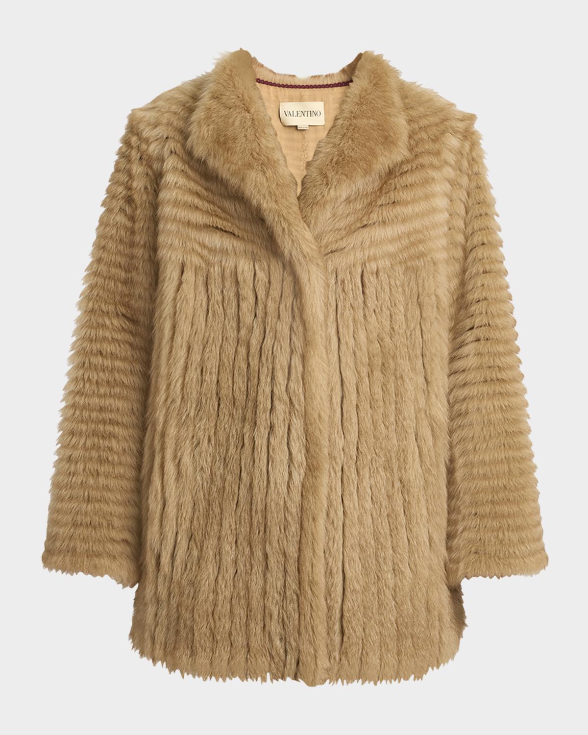 Fluted Sheep Designer Shearling Coat Valentino Garavani