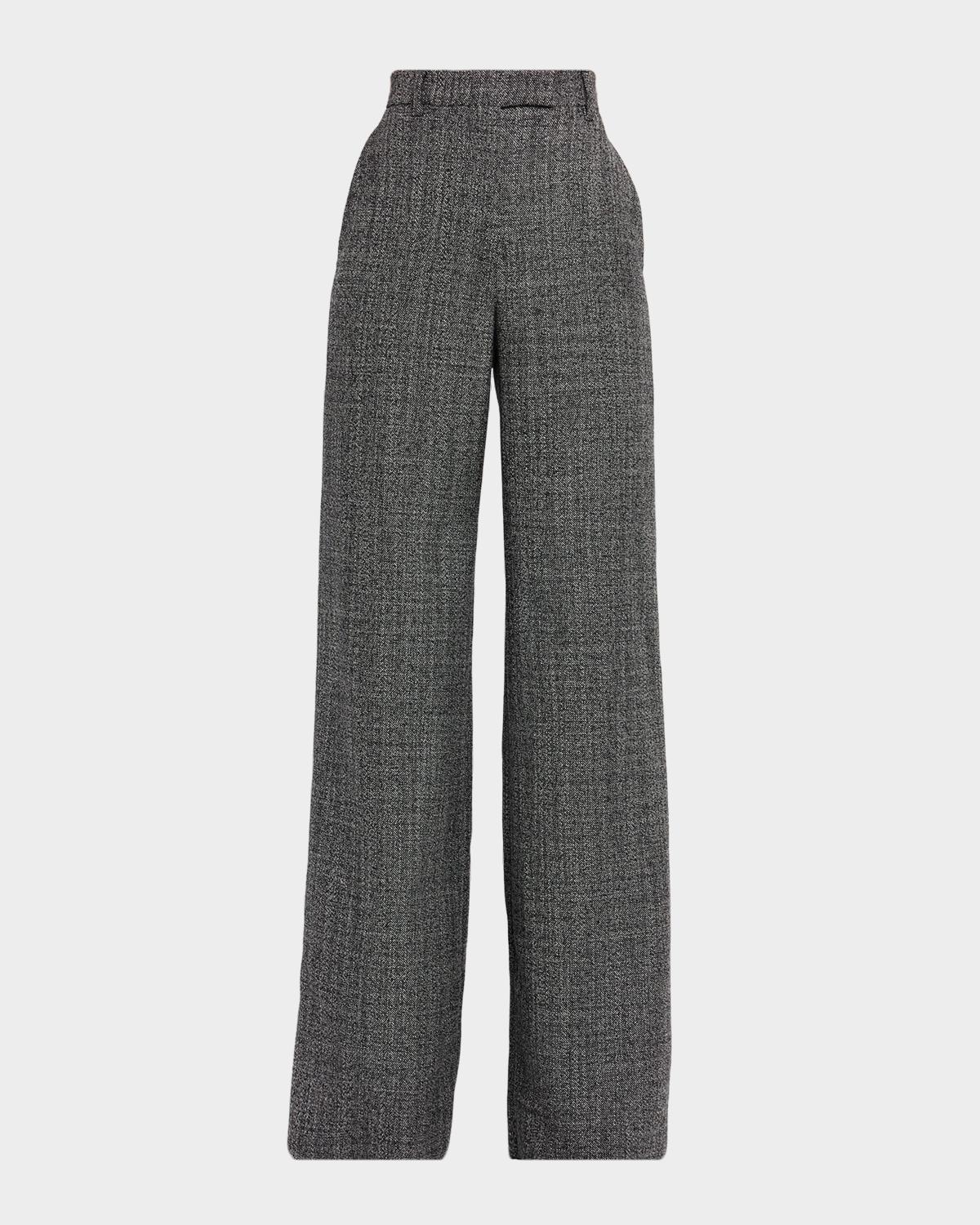 Textured Wool Wide-Leg Pants