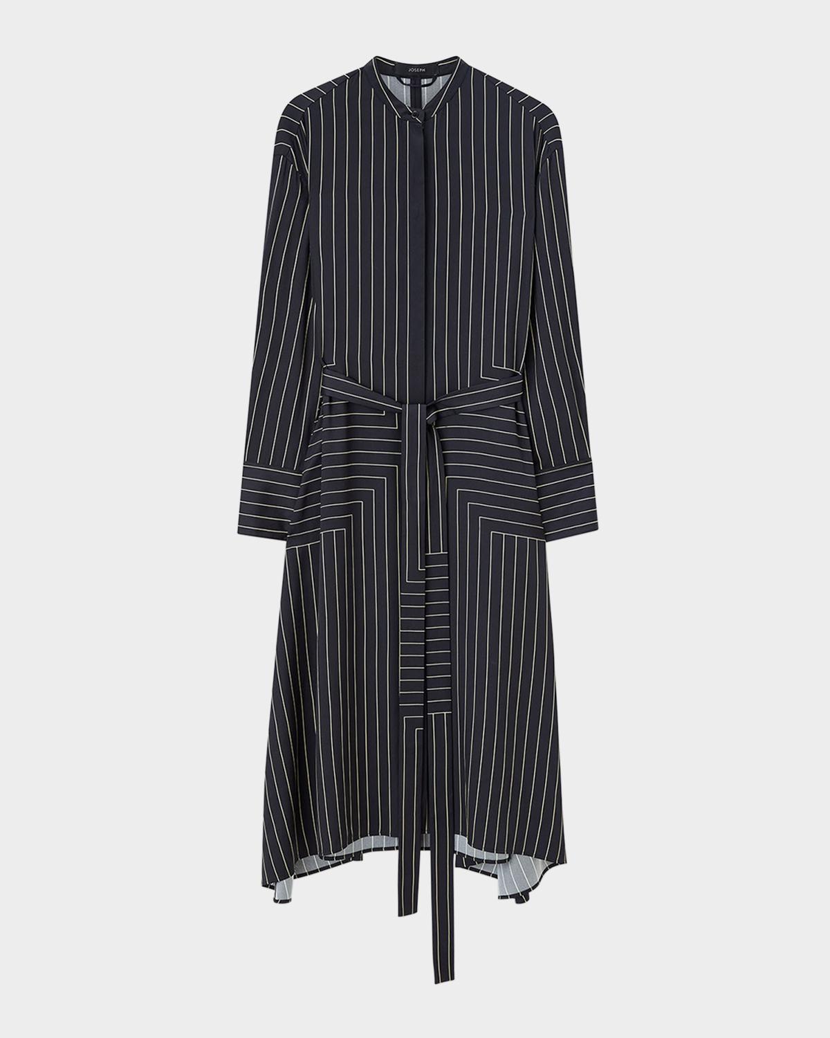 Joseph Orlana Striped Tie-Waist Midi Shirtdress